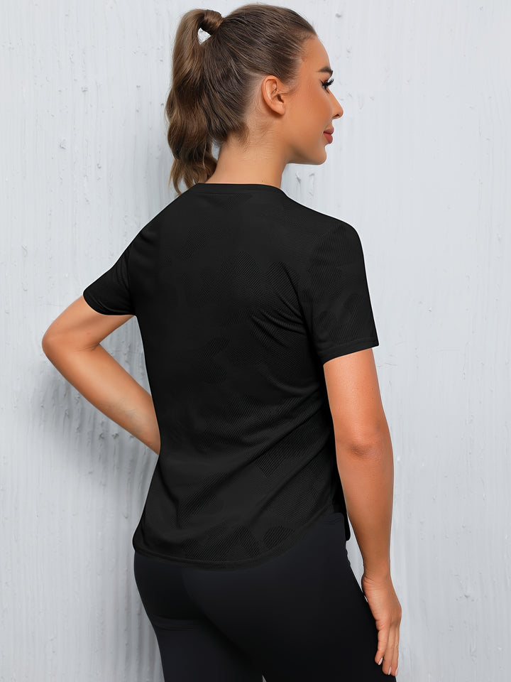 Women's Breathable Sports T-Shirt, Short Sleeve Yoga Fitness Running Top, Casual Active Wear