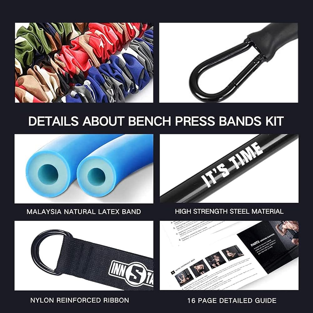 NEW Portable Home Gym Set with Workout Bar, Bench Press Set, Squat Resistance Band, Door Anchor and More-Full Body Workout Equipment to Build Muscle and Shape Body