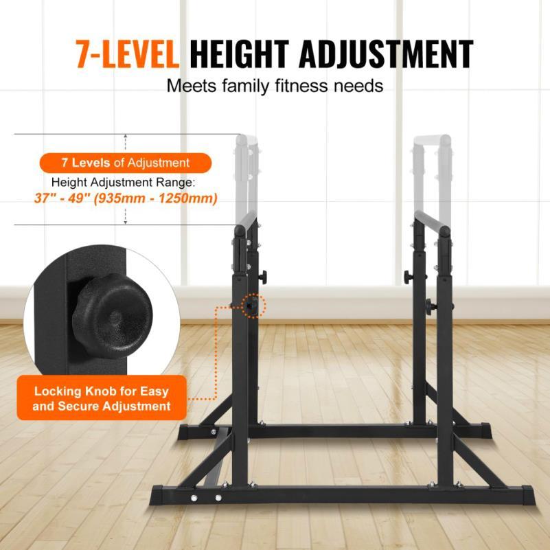 Heavy-Duty Adjustable Dip Bar Station - 362.87KG Capacity, Ideal for Strength Training & Home Gym Workouts, Black Iron Parallette Push Up Bars