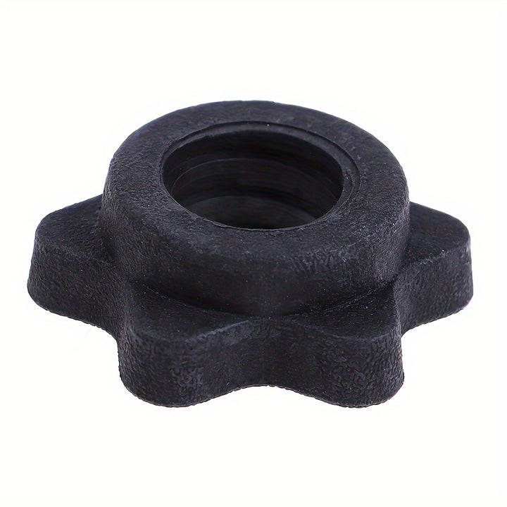 1pc High-Quality Plastic Dumbbell Hex Nut - Secure Spinlock Collar for Barbells & Training Bars, Black Star-Shaped Design with Central Hole