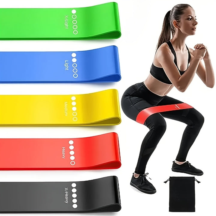 5-Pack Latex Resistance Bands Set for Adults, Exercise and Fitness Stretch Loop Bands for Home and Gym Workouts, Pilates, Yoga, Leg and Glute Training, Full-Body Strength and Flexibility Improvement - Rubber Material, Odorles