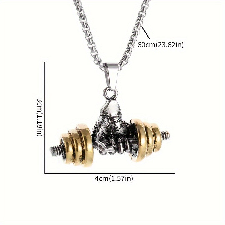 [Popular Choice] 1pc New Fashion Trend Sports Fitness Dumbbell Barbell Pendant Necklace for Men and Ladies, Daily Casual Street Jewelry Accessories Gifts