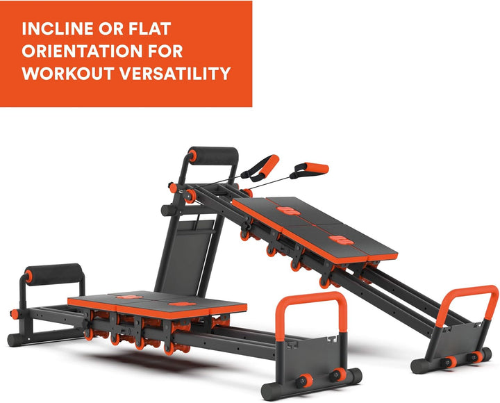 Fitness Equipment MultiGym Home Workout Machine, Collapsible & Easy Assemble, Adjustable Positioning for Total Body, Orange, Large