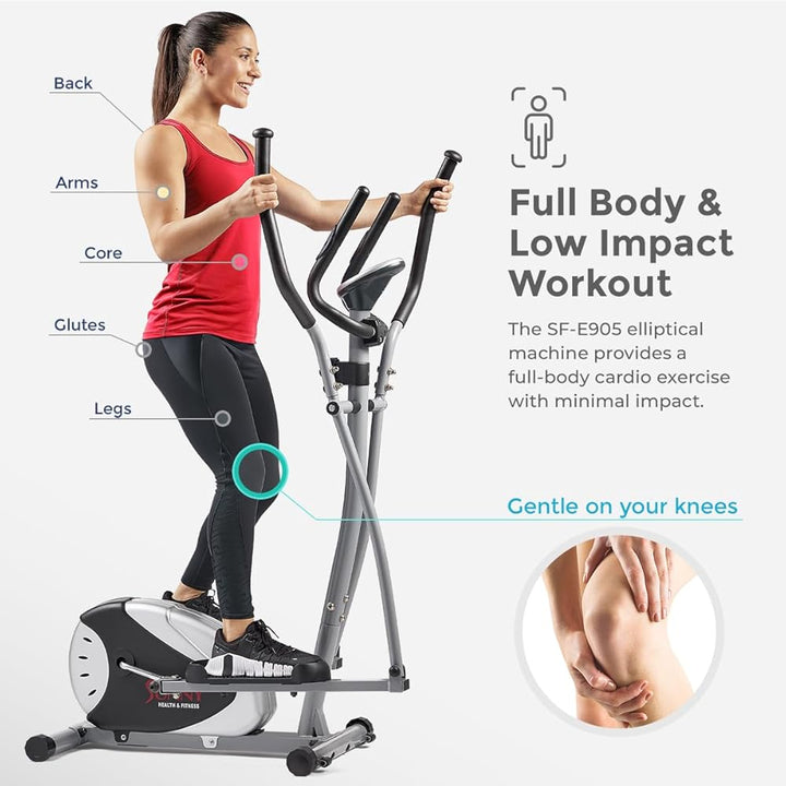 NEW Sunny Health & Fitness 2-in-1 Upright Elliptical Cross Trainer, Full-Body Exerciser, Home Cross-Training Arm/Leg, Low Impact Exercise Cardio Workout Machine for Senior & Adult, Optional Classic Style