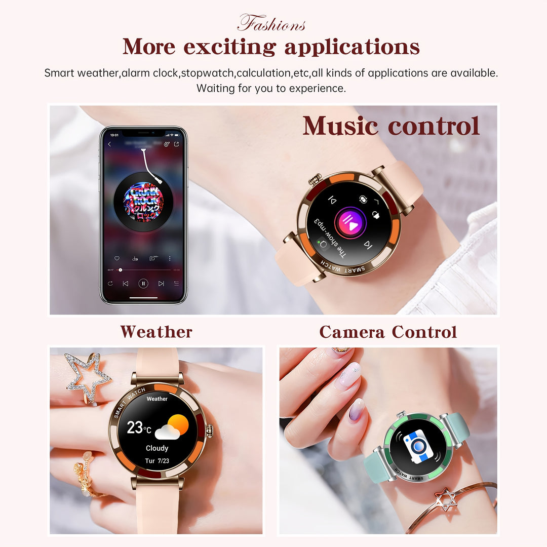 TIZOOP Smart Watch for Women, 3.23cm HD Round Touch Display, IP67, 290mAh Rechargeable Battery, Silicone Band, Digital Round Case, Wireless, 100+ Sports Modes, Pedometer, Fitness Tracker, Answer & Make Calls, Message Notifica