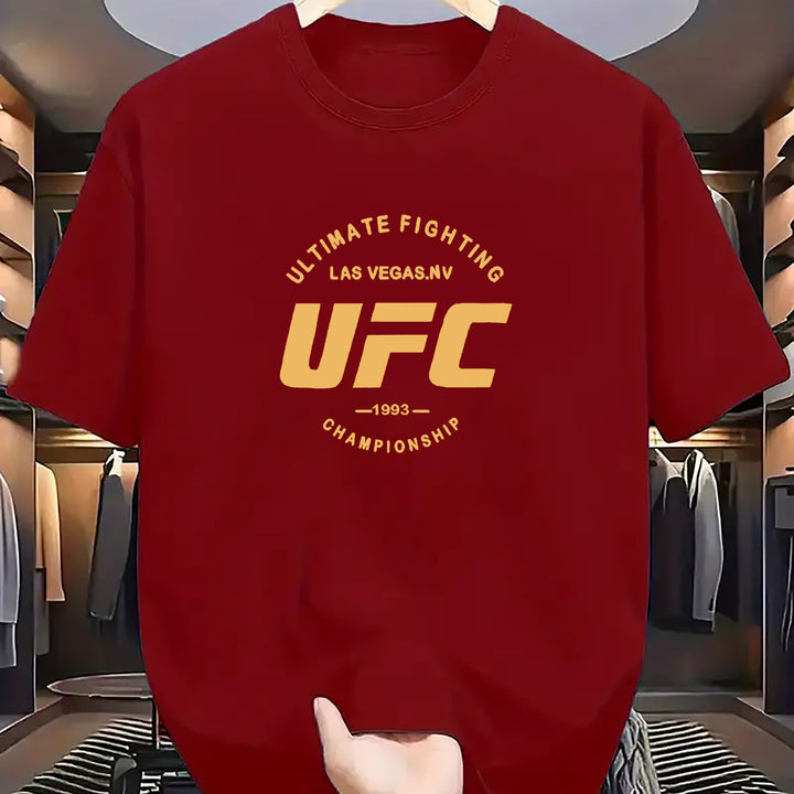 UFC Ultimate Fighting Championship 1993 Elegant Polyester T-Shirt for Men - Knit Fabric, Round Neck, Casual, Breathable, Comfortable, Summer Collection