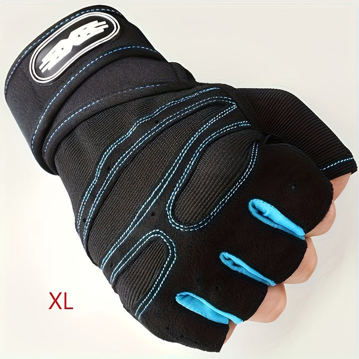 1 pair Half-Finger Breathable Workout Gloves for Fitness, Weightlifting, Cycling, Adjustable Wrist Protection