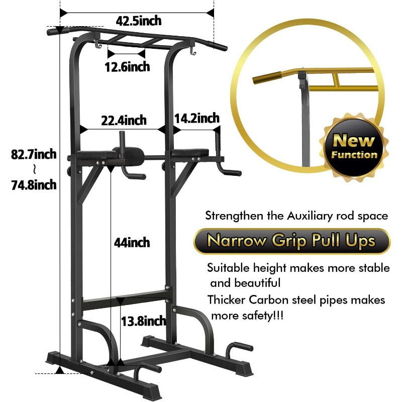 Power Tower Dip Station Adjustable Pull Up & Dip Stands Multi-Function Strength Training Pull up Bar Fitness Equipment for Home Gym