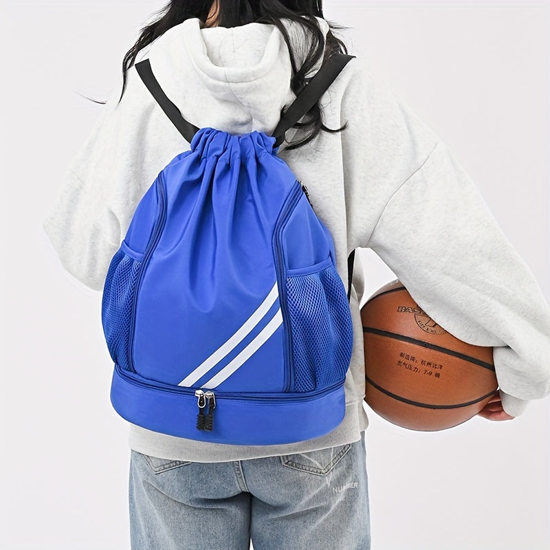 Drawstring Sports Gym Bag - Polyester Softshell, Practical Pockets, Ideal For Basketball, Outdoor, Travel, Swimming, Hiking, Climbing