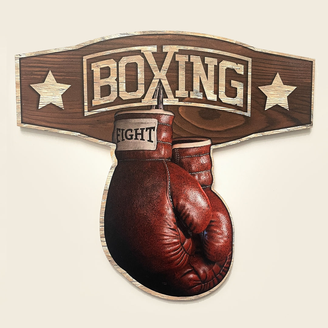 Wooden Art Sign Boxing Gloves Decorative Retro Wooden Decor Gym Decor Private Space, Garage, Bedroom, Boxing Room Wall Art Decorative Wooden Board Heavy Country Retro Classic Boxing Fitness Enthusiasts' Gospel Gift