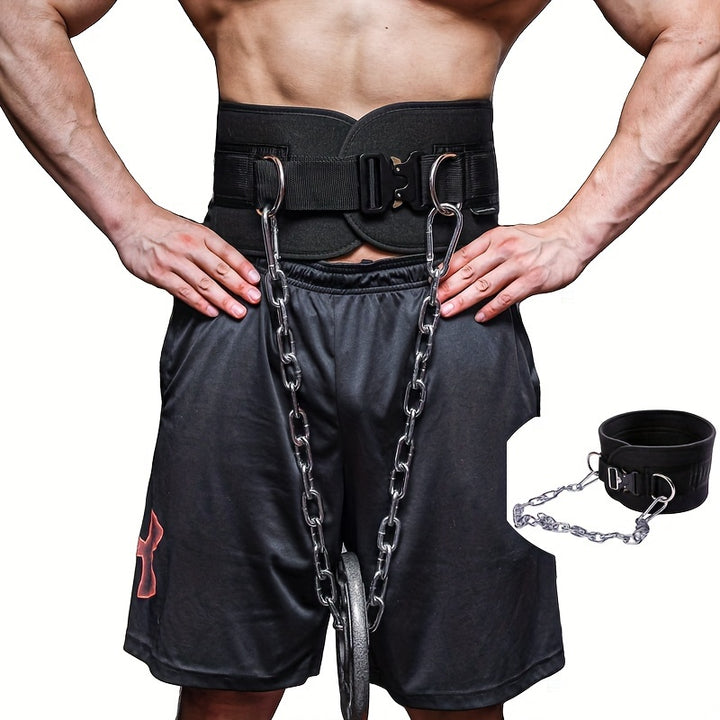 1pc Weighted Pull-Up Dip Belt with Chains for Adults - Nylon Exercise & Fitness Equipment for Upper Body Strength Training - Non-Rechargeable Uncharged Polyamide Support Gear