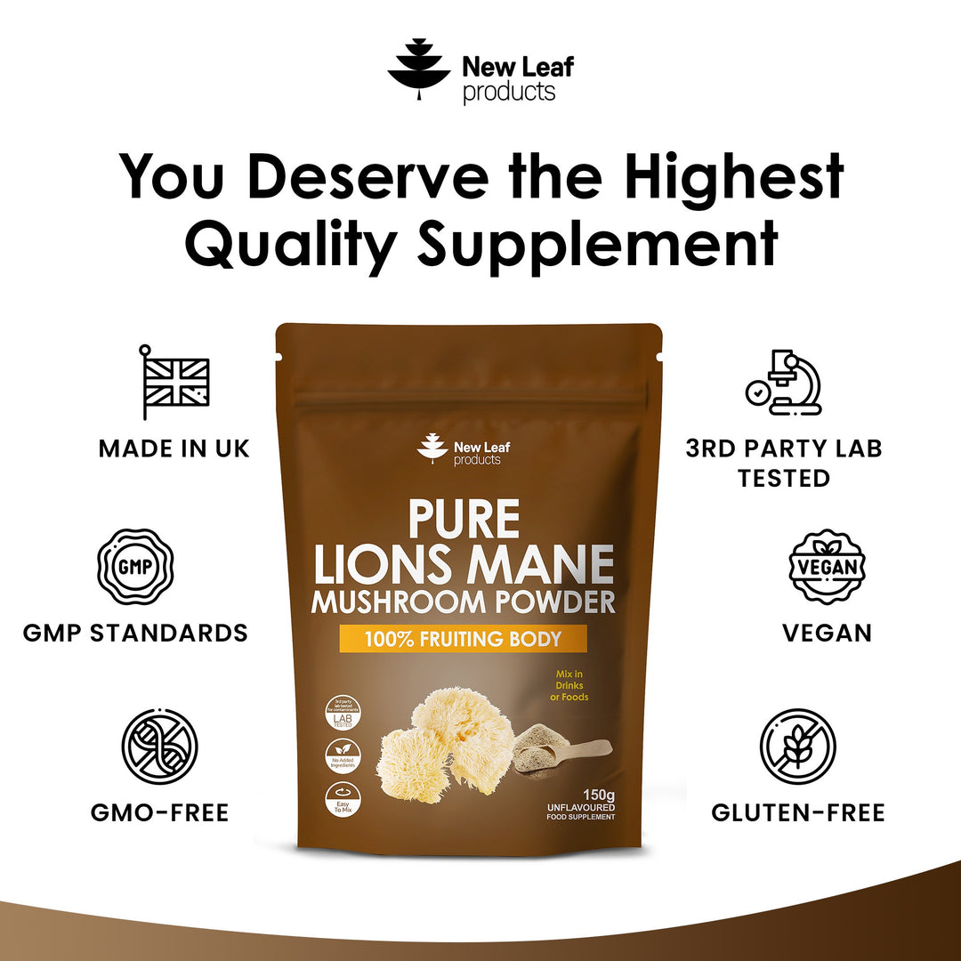 Lions Mane Mushroom Powder - High Strength 3000mg Mushroom Powder - 100% Fruiting Body