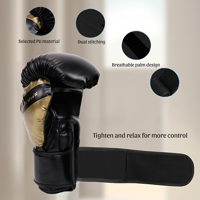 YOBENKI Boxing Gloves for Men & Women, Shock-Absorbing Training Gloves for Muay Thai, Taekwondo, MMA, Pull-On Closure, Faux Leather, Ideal for Valentine's, Thanksgiving, Christmas Festivities