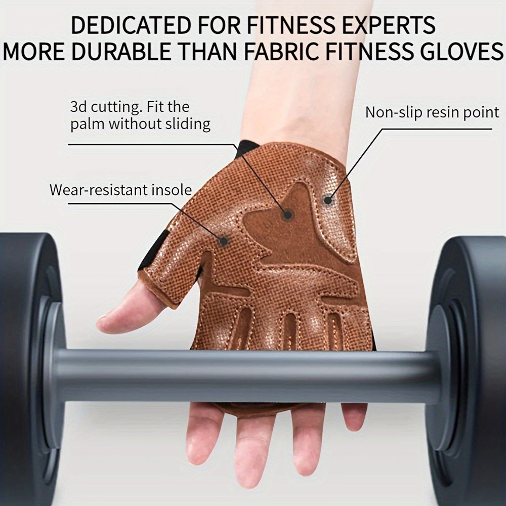 Extra Grip & Padded Weightlifting Gloves with Wrist Support, Leather Gym Gloves for Enhanced Workout Performance, Sports Gripper, Cross Training Fitness, 1Pair