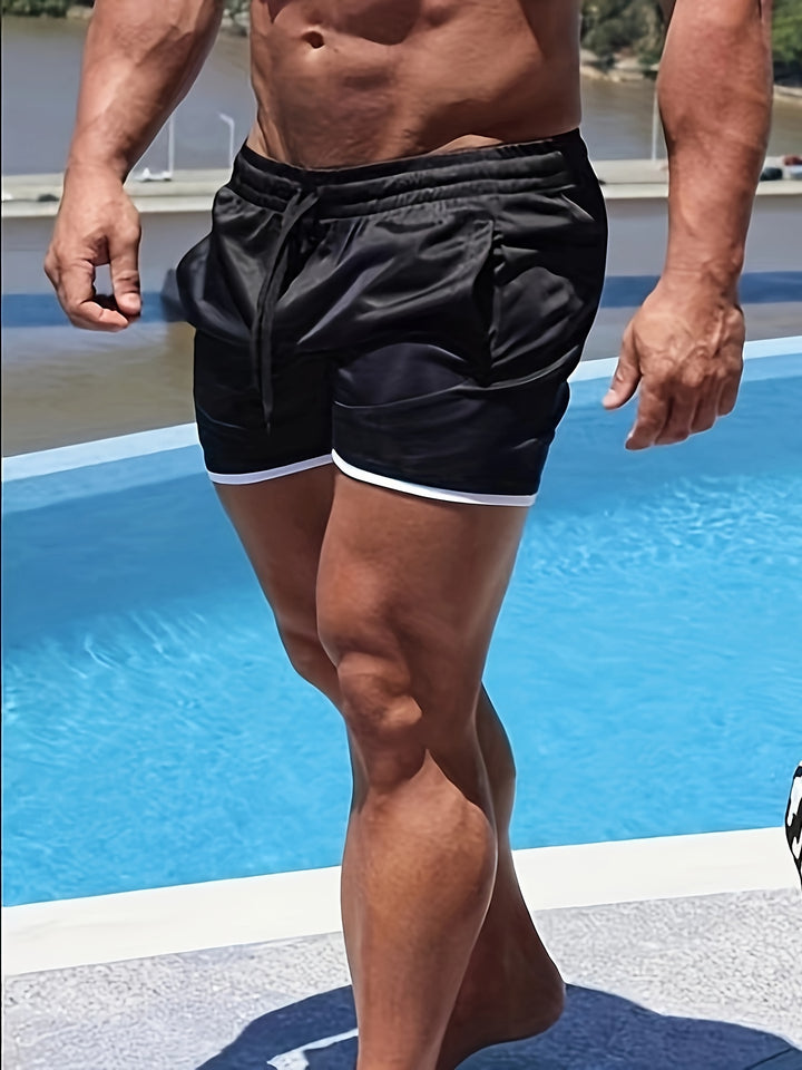 Men's Casual Slightly Stretch Elastic Waist Drawstring Mesh Shorts For Summer Gym Workout Training