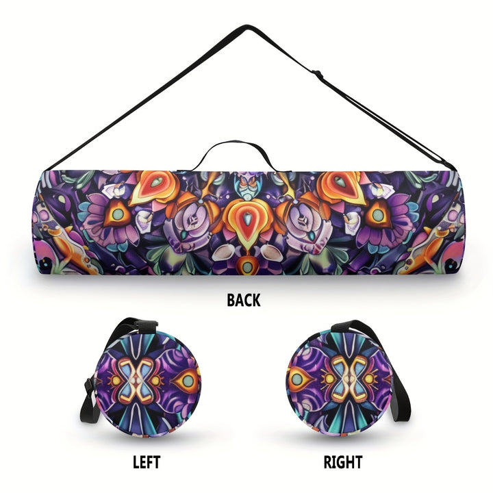 [Popular Choice] Boho Mandala Flower Yoga Mat Storage Bag for Women, Single Shoulder Fitness Mat Carrier, Non-Waterproof Polyester with Zip Closure, Gym Bag