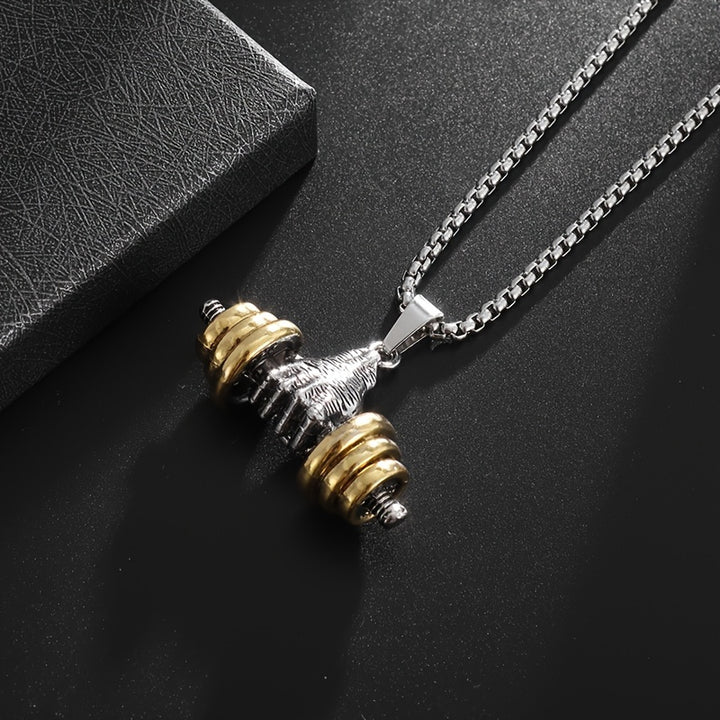 [Popular Choice] 1pc New Fashion Trend Sports Fitness Dumbbell Barbell Pendant Necklace for Men and Ladies, Daily Casual Street Jewelry Accessories Gifts