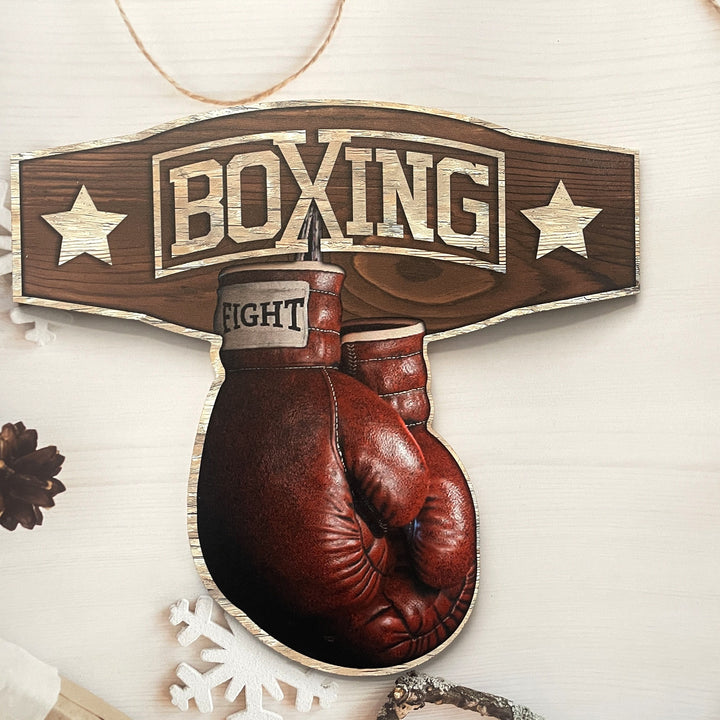 Wooden Art Sign Boxing Gloves Decorative Retro Wooden Decor Gym Decor Private Space, Garage, Bedroom, Boxing Room Wall Art Decorative Wooden Board Heavy Country Retro Classic Boxing Fitness Enthusiasts' Gospel Gift