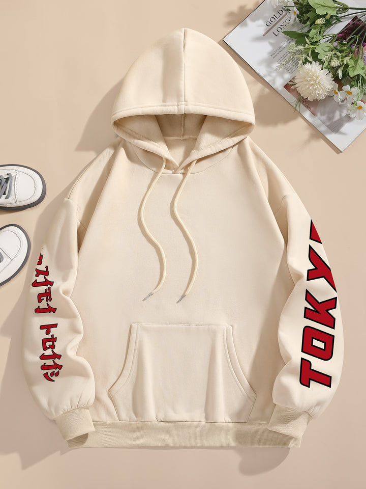 Women'S Casual Hooded Sweatshirt with Graphic Car Print, 100% Polyester Knit Fabric, All-Season Drawstring Hoodie, 250gsm - Fashionable & Comfortable