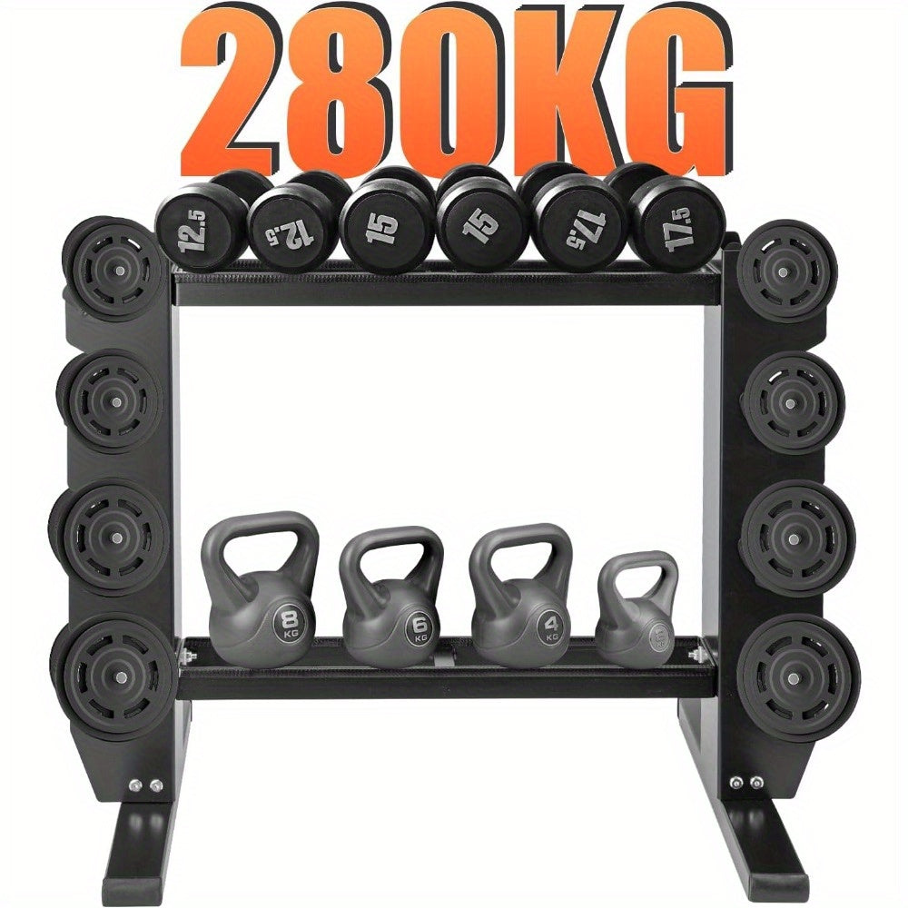 Space-Saving Heavy Duty Dumbbell Rack - Multi-Level, Scratch-Resistant Steel Weight Storage for Home Gym, Supports Up to 272.16KG, Black