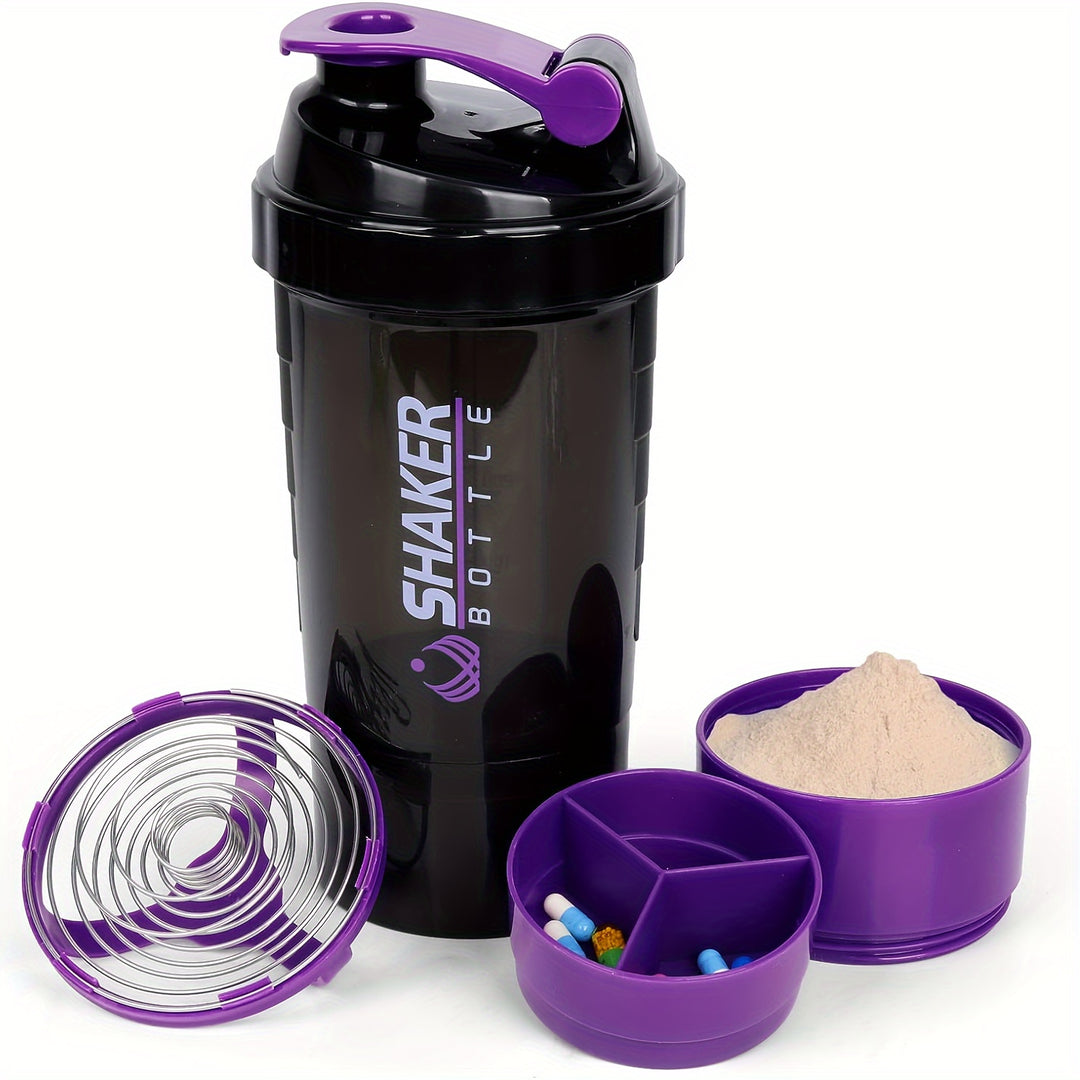 1pc 500ml/17oz Shaker Bottle with Mixing Ball, Durable & Leakproof - Ideal for Gym & Outdoor Fitness Activities