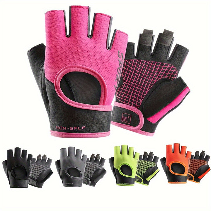 Women's Anti-Slip Sports Gloves - Perfect for Cycling, Gym, Weightlifting & Dumbbells | Durable Polyester, Hook & Loop Closure, All-Season Knit Fabric