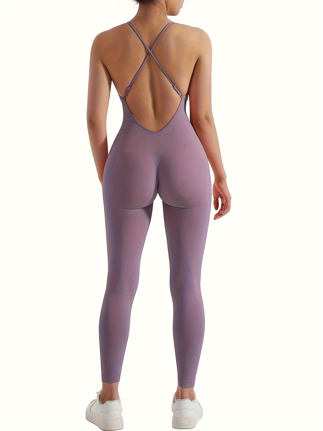 [Customer Favorite] Women's Sleek Backless Yoga Jumpsuit with Removable Pads - High-Waist, Stretchy Nylon/Spandex Blend, Machine Washable