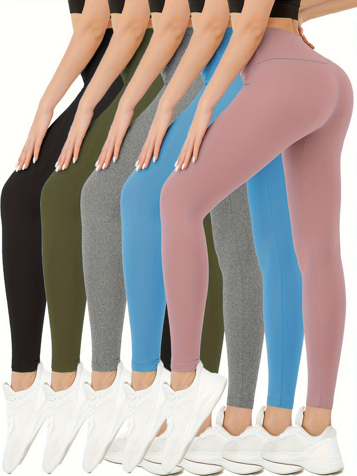 5 Pack Super Soft Leggings for Women, High Waisted Tummy Control No See Through Workout Yoga Running Pants Leggings