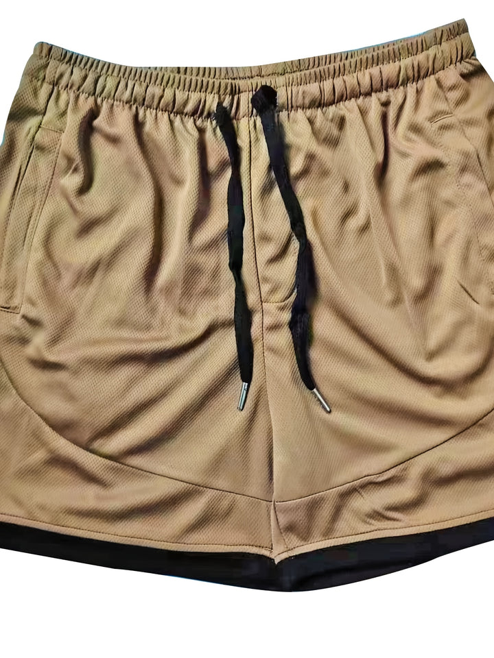 Men's Casual Slightly Stretch Elastic Waist Drawstring Mesh Shorts For Summer Gym Workout Training