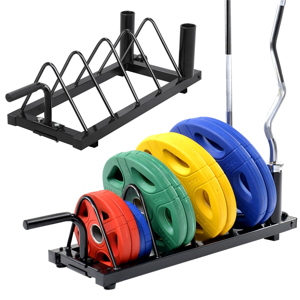 Yaheetech Weight Rack Plate Strength Fitness Rack Holder Horizontal Bumper Plate Rack for Home Gym