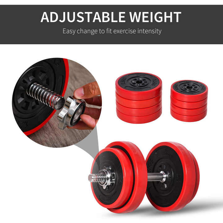 20KGS 2-In-1 Dumbbell & Barbell Adjustable Set Strength Muscle Exercise Fitness Plate Bar Clamp Rod Home Gym Sports Area