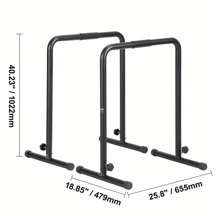 VEVOR Dip Bars, 199.58 KG Capacity, Heave Duty Dip Stand Station with Adjustable Height, Fitness Workout Dip Bar Station Stabilizer Parallette Push Up Stand, Parallel Bars for Strength Training Home Gym