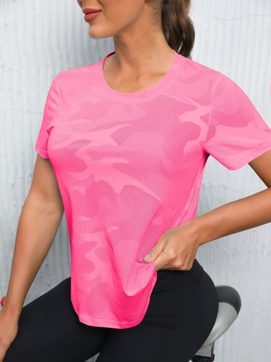 Women's Breathable Sports T-Shirt, Short Sleeve Yoga Fitness Running Top, Casual Active Wear