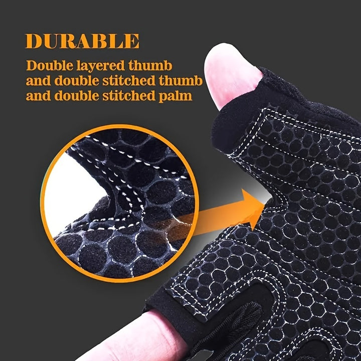 1 pair Half-Finger Breathable Workout Gloves for Fitness, Weightlifting, Cycling, Adjustable Wrist Protection