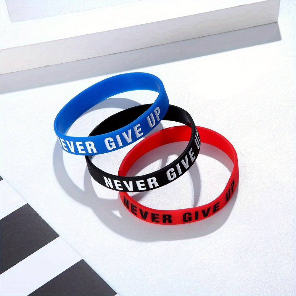 "Never Give Up" Motivational Silicone Bracelets Rubber Band Sports Wristbands Jewelry Inspirational Bracelets Gifts