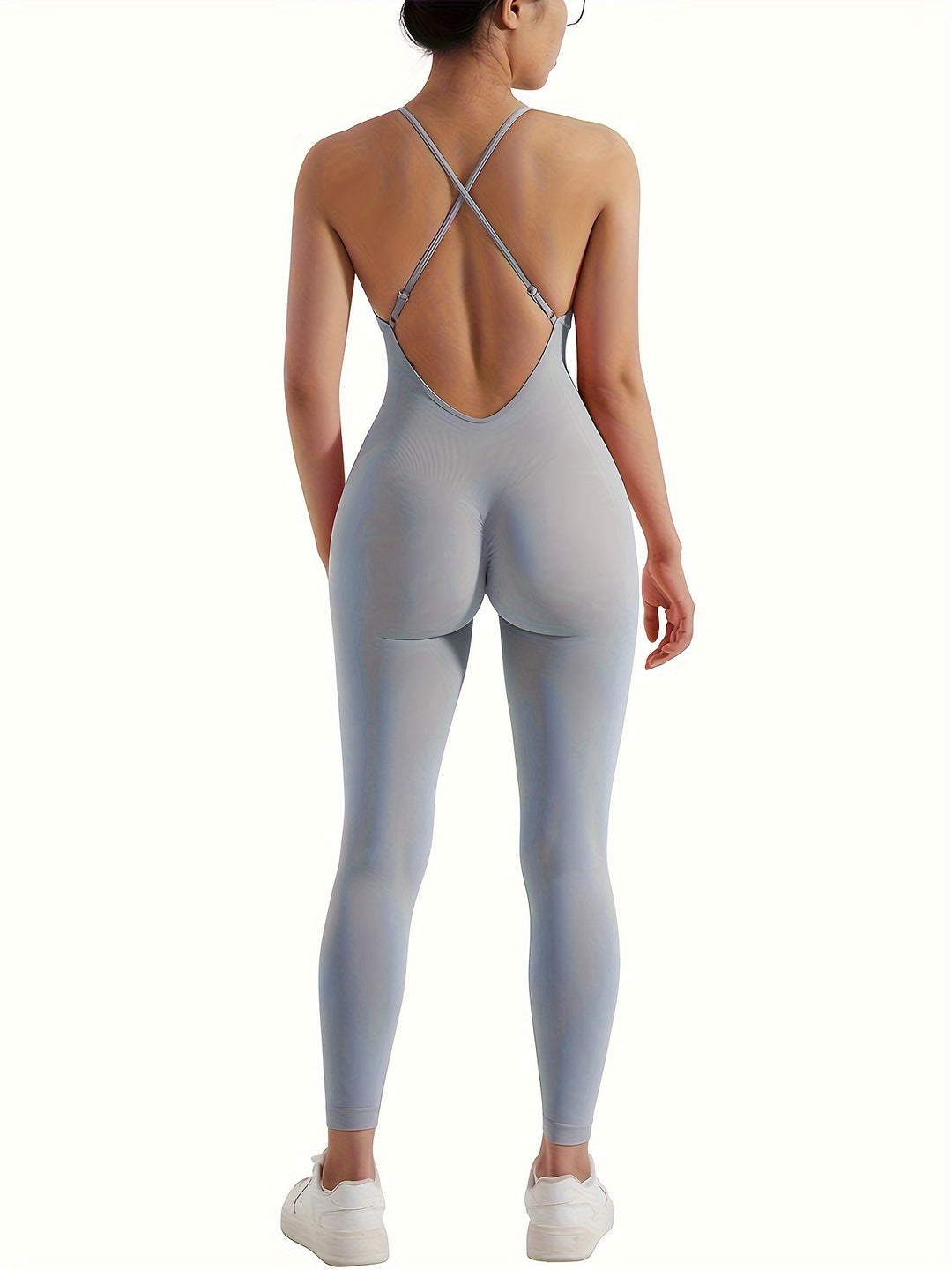 [Customer Favorite] Women's Sleek Backless Yoga Jumpsuit with Removable Pads - High-Waist, Stretchy Nylon/Spandex Blend, Machine Washable