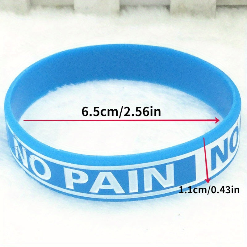 1pc "No Pain No Gain" Motivational Silicone Bracelet - Durable Black Rubber Wristband with Inspirational Quote, Ideal for Sports & Fitness Enthusiasts