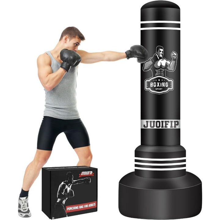 Punching Bags for Adults - 175cm Heavy Punching Bag with Stand - Men Standing Boxing Bag Inflatable Kickboxing Bag for Training MMA Muay Thai Fitness