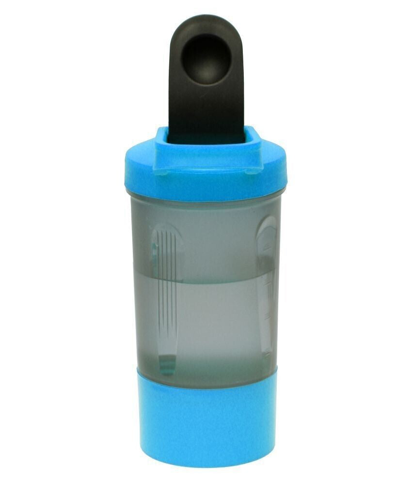 600Ml Protein Shaker with Mixing Ball and Storage Compartments BLUE Gym Bottle