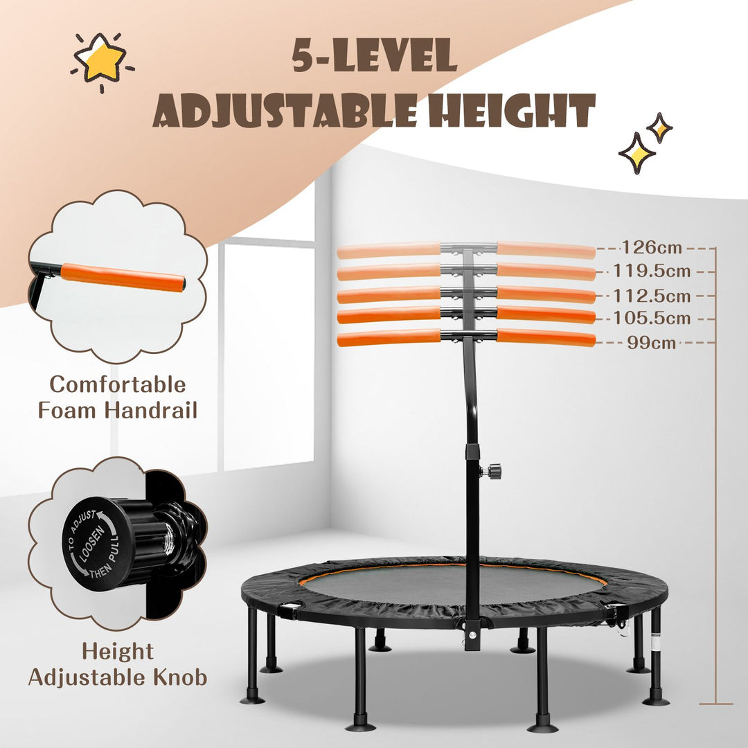 110 CM Mini Trampoline Bounce with Height Adjustable Handrail