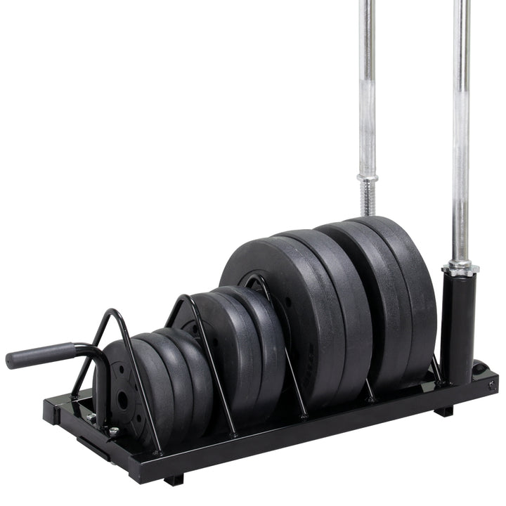 Yaheetech Weight Rack Plate Strength Fitness Rack Holder Horizontal Bumper Plate Rack for Home Gym