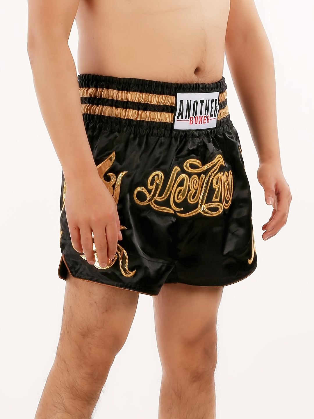 Combat Ready, Embroidered Black Boxing Shorts for MMA & Muay Thai - Durable Polyester, Non-Stretch, Machine Washable - Perfect for Training & Sports