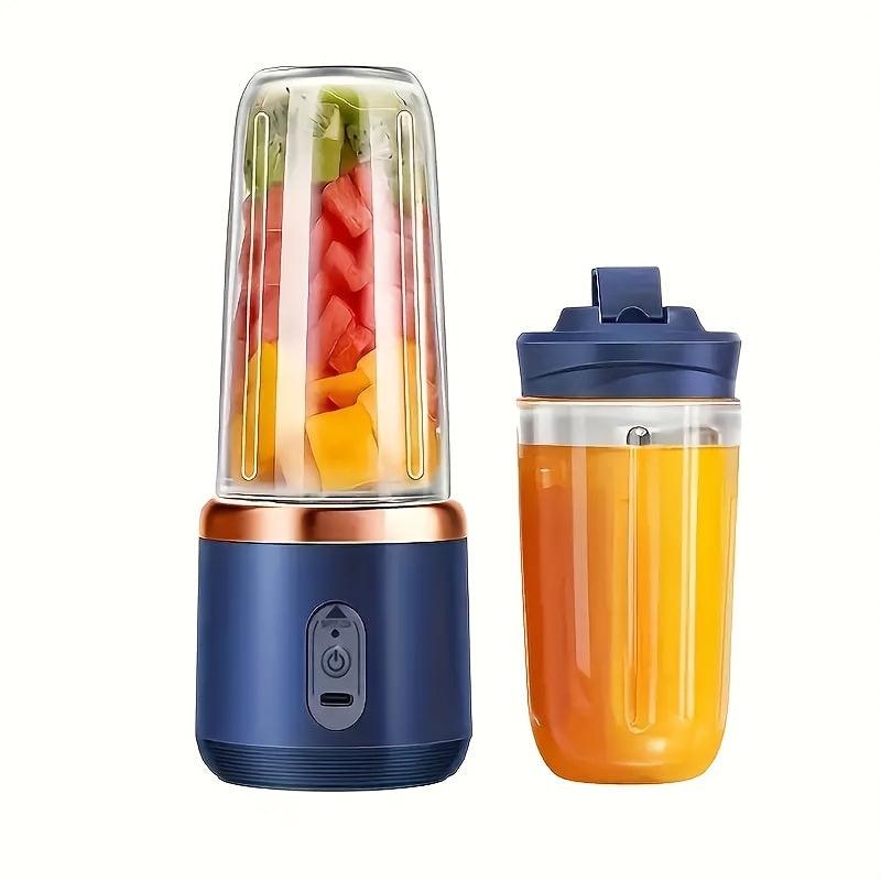 Portable Blender Set with Dual Cups, USB Rechargeable, Lemon Juicer, Multifunctional Fruit Mixer, Ice Crusher, Food-Grade ABS, 0.3-0.5L Capacity, with 1500mAh Lithium Battery, for Outdoor, Home, Camping, and Travel