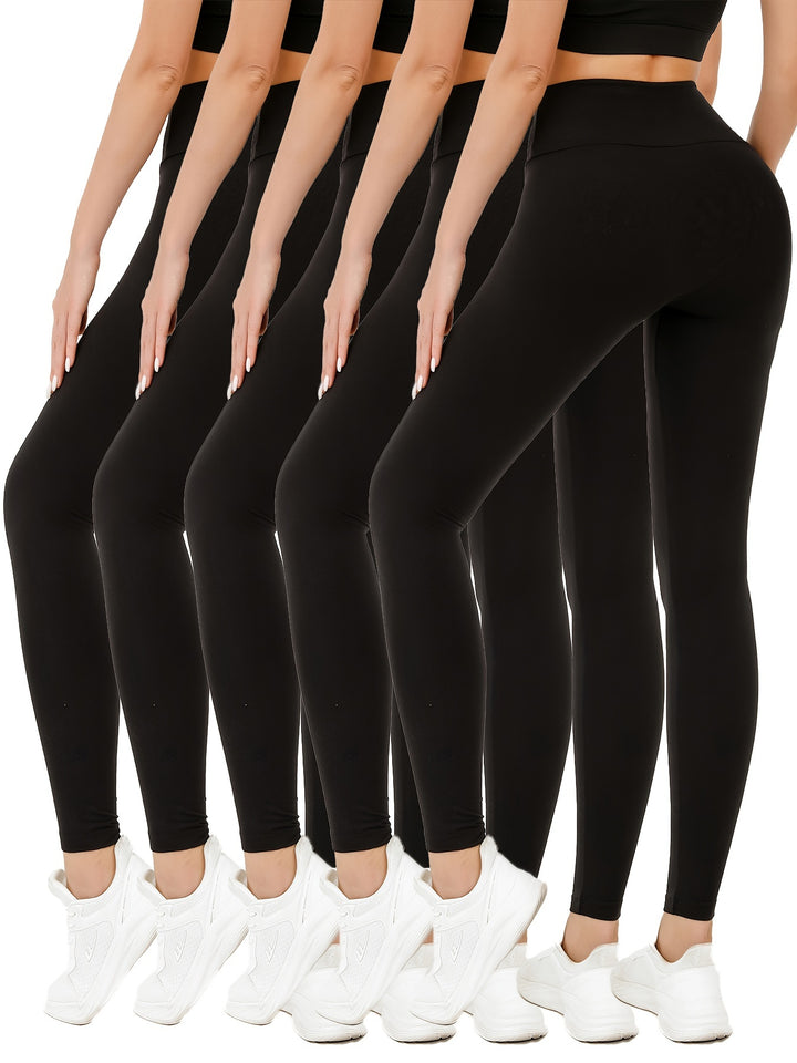 5 Pack Super Soft Leggings for Women, High Waisted Tummy Control No See Through Workout Yoga Running Pants Leggings