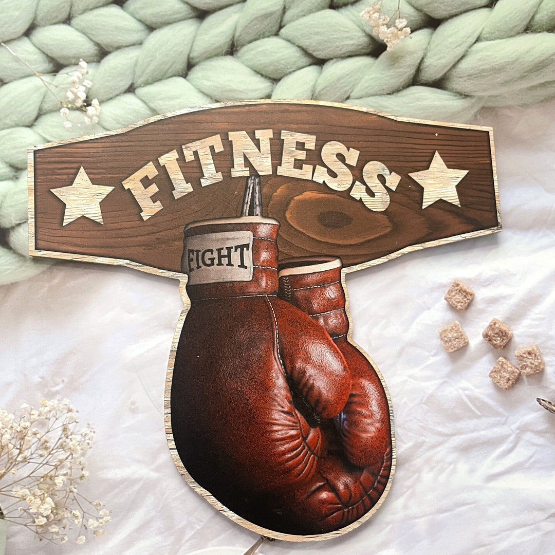 Wooden Art Sign Boxing Gloves Decorative Retro Wooden Decor Gym Decor Private Space, Garage, Bedroom, Boxing Room Wall Art Decorative Wooden Board Heavy Country Retro Classic Boxing Fitness Enthusiasts' Gospel Gift