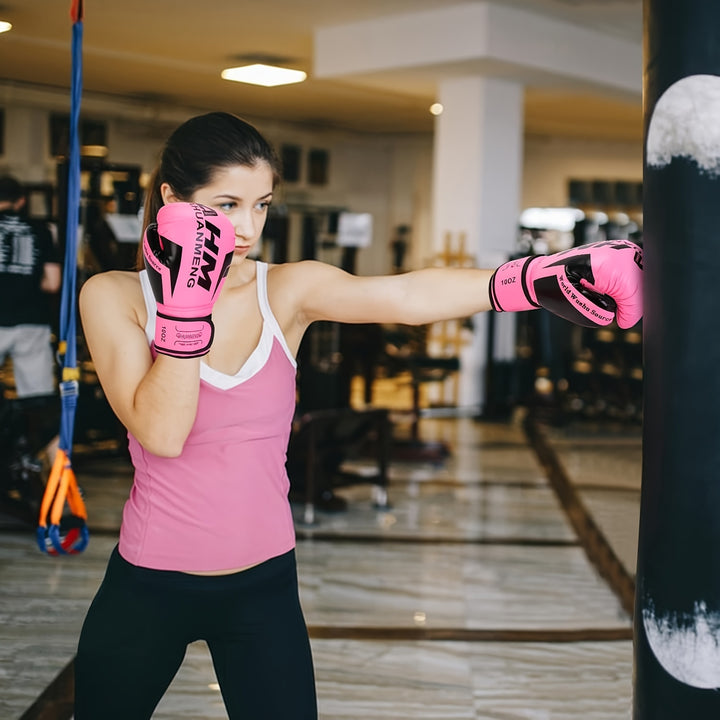 Yobenki Boxing Gloves - Durable PU Leather & Non-Woven Material, Pull-On Closure, Pink - Ideal for Muay Thai, Taekwondo & Combat Training, Adult Size