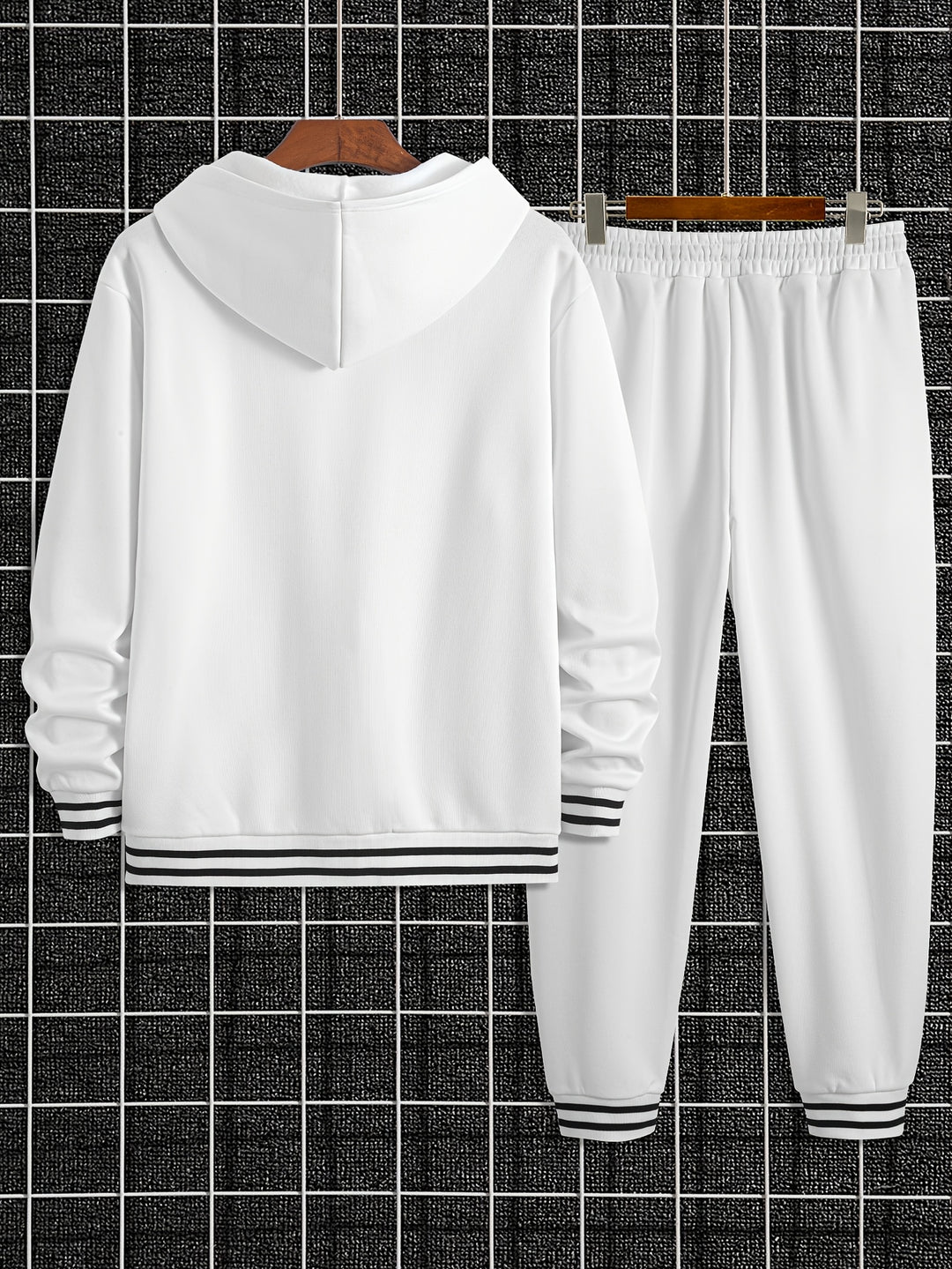 Men's Casual Sportswear Set - Printed Hoodie & Joggers, Polyester Blend, Machine Washable - Perfect for Fall/Winter