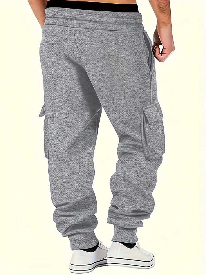 Men's Classic Tapered Joggers with Drawstring Waist - Casual Loose Fit, Stretch Fabric for Fall/Winter Workouts & Cycling, Jogging Outfit