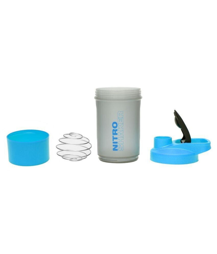 600Ml Protein Shaker with Mixing Ball and Storage Compartments BLUE Gym Bottle