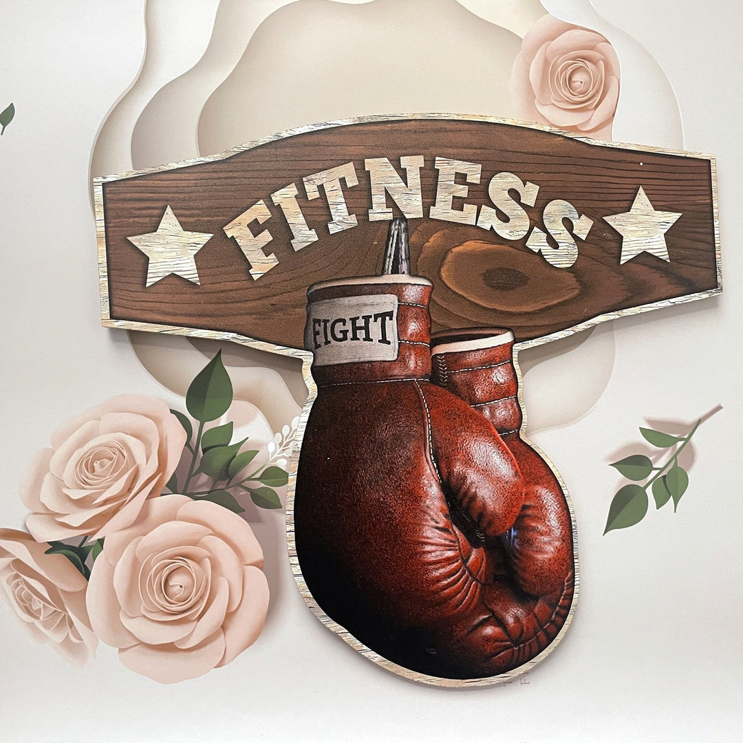 Wooden Art Sign Boxing Gloves Decorative Retro Wooden Decor Gym Decor Private Space, Garage, Bedroom, Boxing Room Wall Art Decorative Wooden Board Heavy Country Retro Classic Boxing Fitness Enthusiasts' Gospel Gift